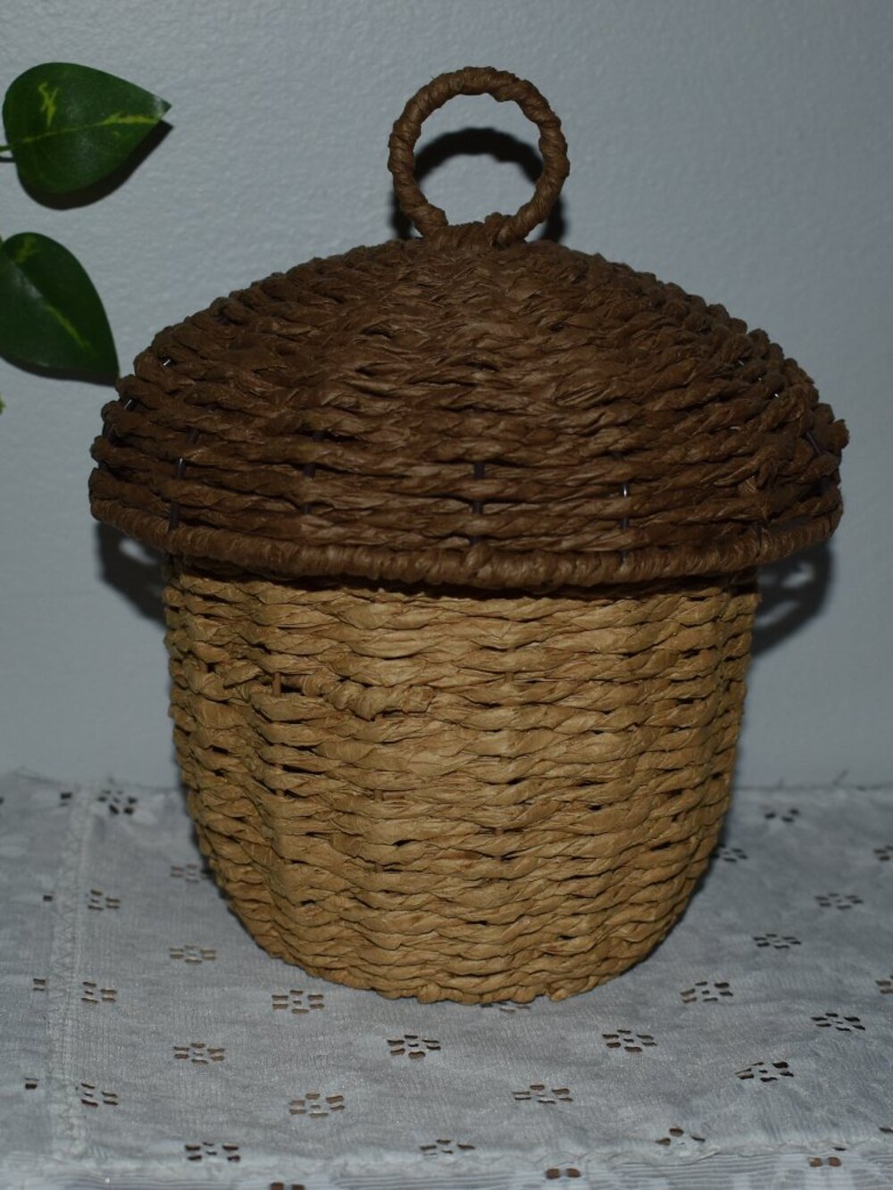 Whimsy Cottagecore Little Acorn Shaped Storage Wicker Basket Fall Cottage Decor